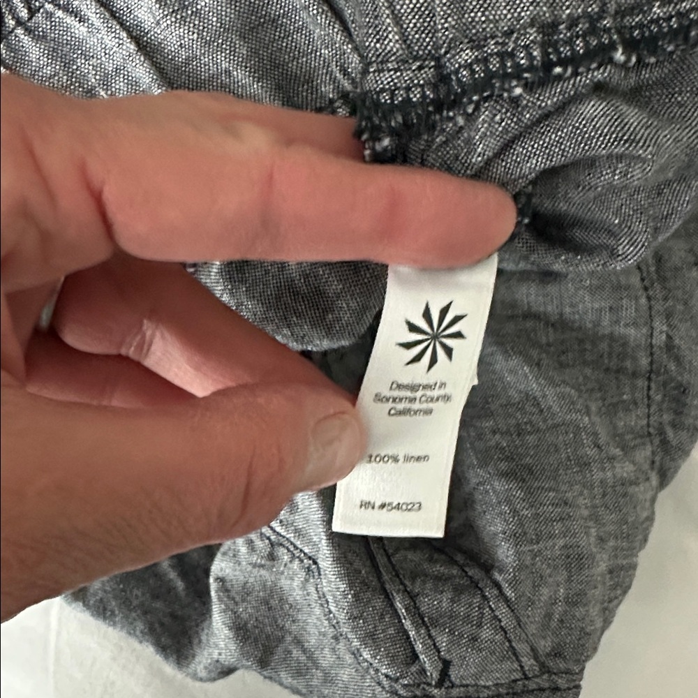 Athleta Blue Heathered Linen Drawstring Shorts 4 - Picture 9 of 9